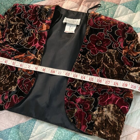Vintage Beechers Brook Velvet Bolero Jacket Womens M Whimsigoth Floral Shrug - Picture 7 of 7